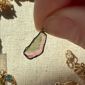 Watermelon tourmaline slice charm